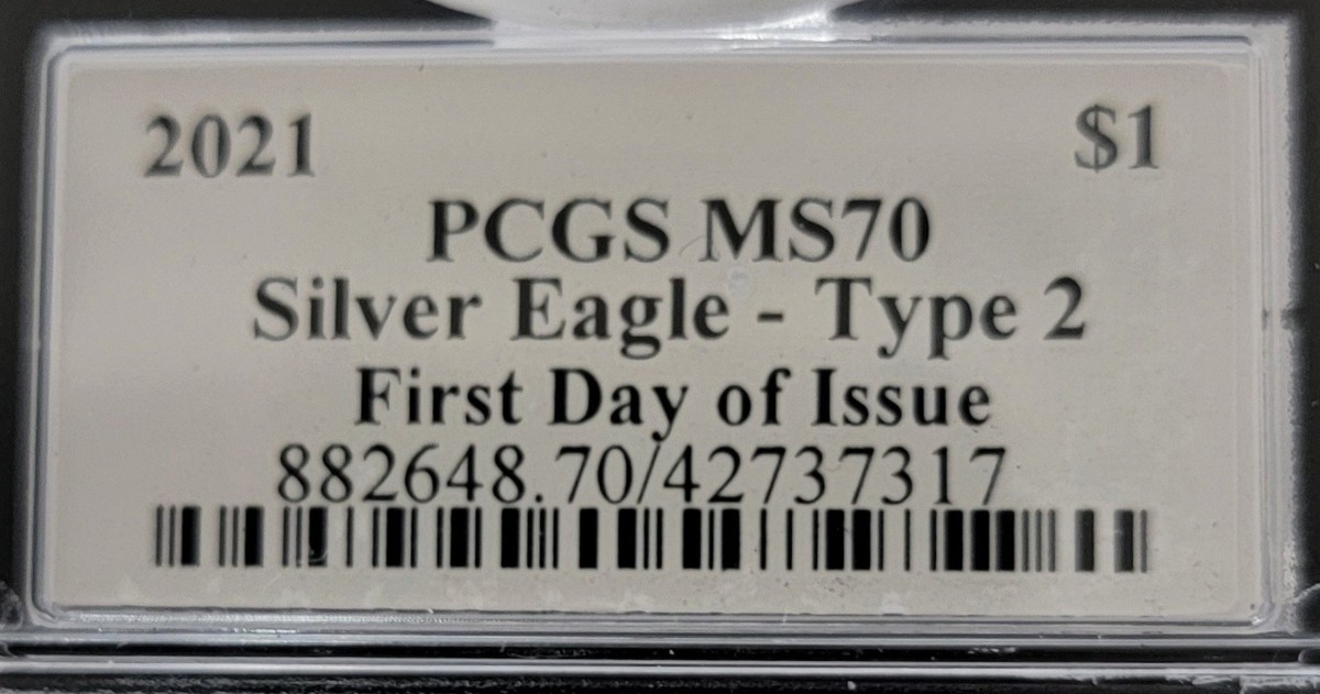 2021 PCGS MS70 Silver Eagle - Type 2 First Day Of Issue Emily
