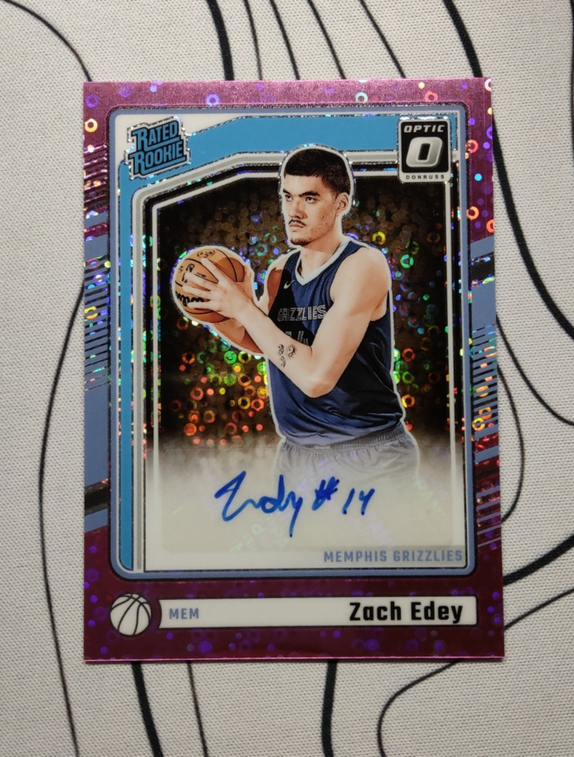 2024-25 Panini Donruss Optic #319 ZACH EDEY Pink Fast Break AUTO 02/25