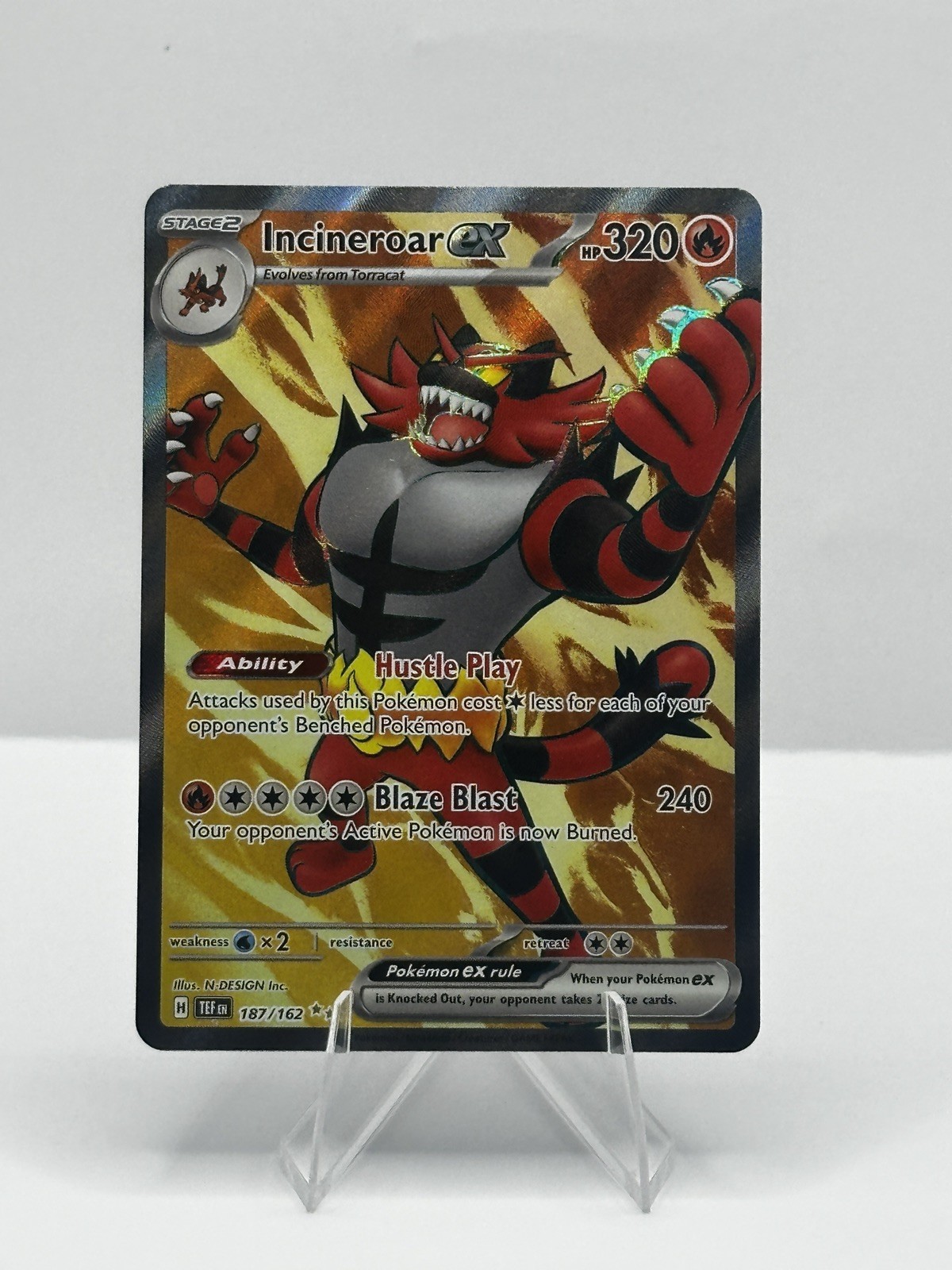 Incineroar ex 187/162 Temporal Forces Full Art Ultra Rare Holo - Pokemon Card