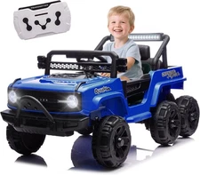 12V Kids Electric Car 6 Power Wheels Ride on Jeep Truck Toy with  Remote Blue
