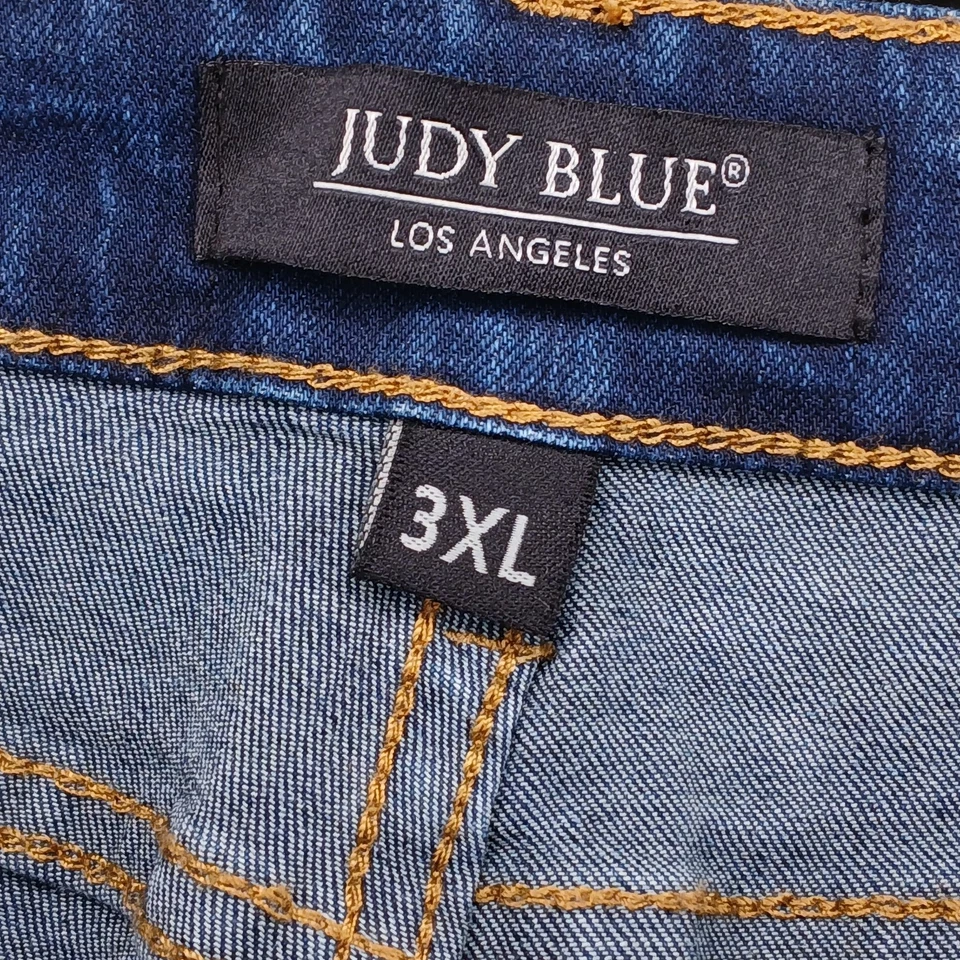 JUDY BLUE Mujer Pantalones Cortos Estilo Boyfriend Envejecido PLUS 3XL Elástico Denim Oscuro Foto 4 de 4