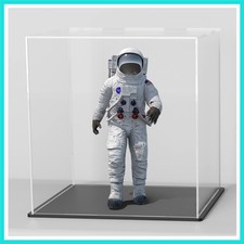 Acrylic Box with Matte Black Base, 5 inch Cube Clear Acrylic Display Case, Du...