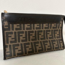 Pochette Fendi Vintage Zucca Tela Pelle Marrone Compatta Autentica