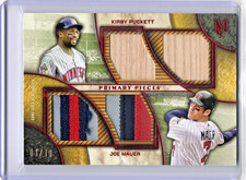 2025 Topps Museum Collection Puckett / Mauer Primary Pieces Quad Relic Red 01/10