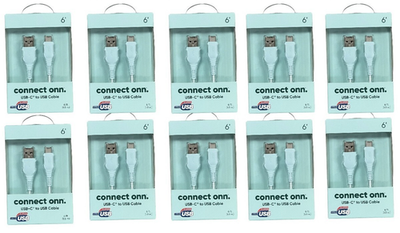 #ad Lot Of 10 Connect Onn USB C To USB Braided Cable 6 Ft New In Box $54.95