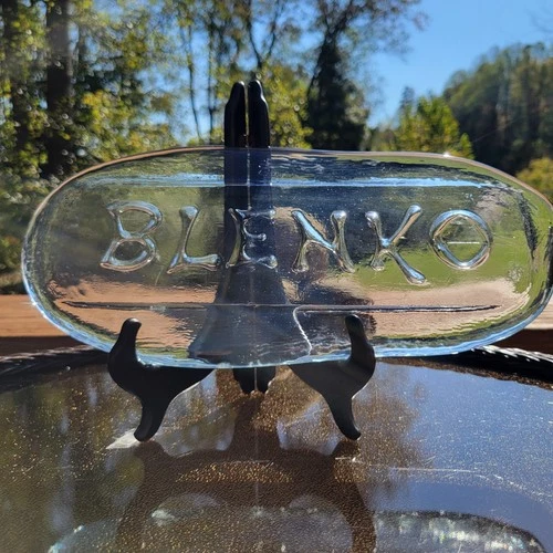 VNTG Blenko Glass Plaque ~ Crystal In Color~ Aprox 13.75"x6", Store Sign