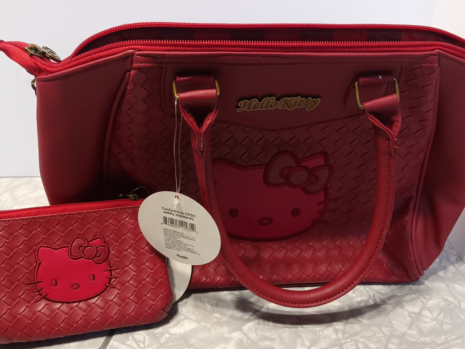 Sanrio Hello Kitty Embossed Extra Large Handbag Purse And Wallet New 2016 image 5