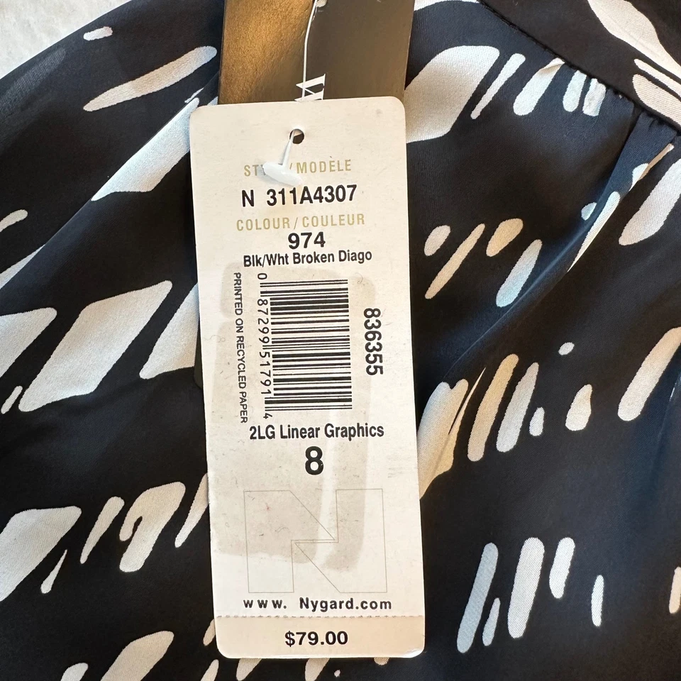 Peter Nygard Black White Broken Diago Print Skirt Women's Size 8 NWT - Image 4 of 4