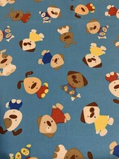 Dog Print Fabric Remnant By Timeless Treasures Tan Brown Red Yellow White Blue