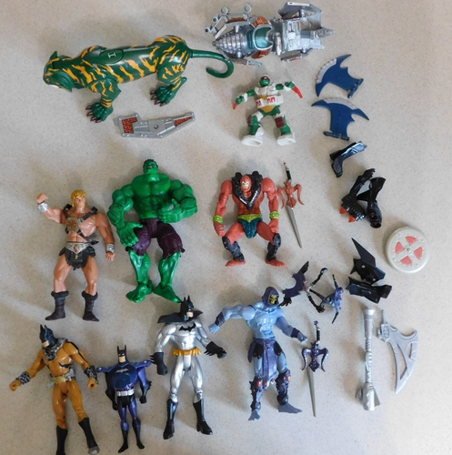 Lotto action figure vintage eroi Batman Hulk e altri tigre ruggente 2001-2003