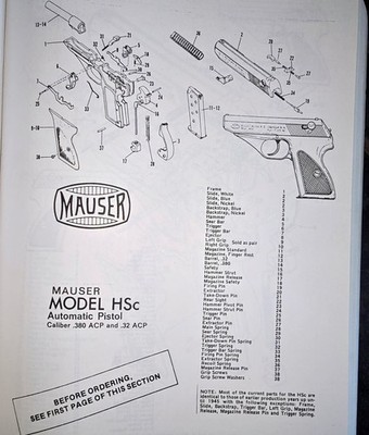Mauser HSc 9mm Kurz Commerical Parts