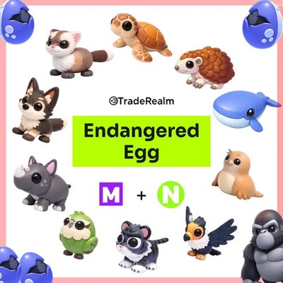 Adopt me Endangered Egg Pets BLUE WHALE / SEA TURTLE / FERRET / PANGOLIN / TIGER