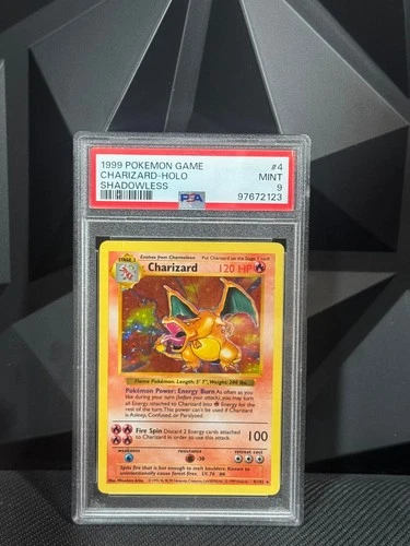 1999 Pokemon WOTC Base Set Shadowless Charizard Holo PSA 9