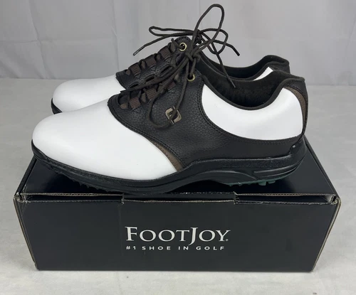 FootJoy GreenJoys Men Size 10 Wide Golf Shoes Model 45521 White/Dark Brown NEW