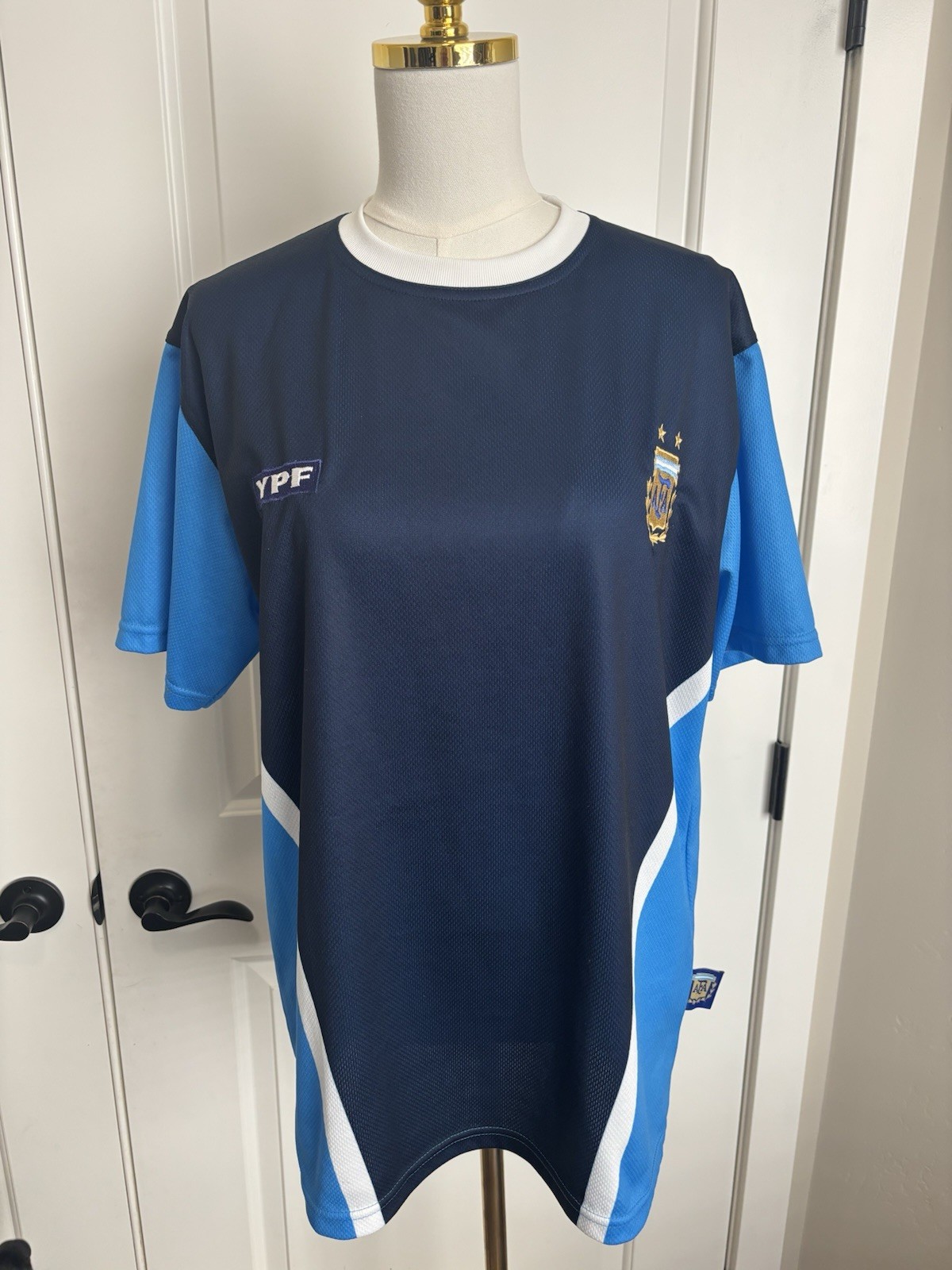 Argentina AFA Training Jersey YPF Soccer Shirt Blue Short Sleeve Football Top