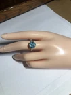 Vintage Cambodian Blue Natural Zircon Ring Sterling Silver Hall Marked