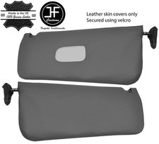 GREY REAL LEATHER 2X SUN VISOR COVERS FOR MERCEDES SL C107 R107 1971-1989