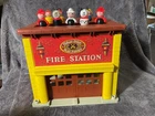 Fisher price vintage fire station 2 dogs 3 firemen and some kids