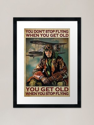 Pilot Veteran You Don't Stop Flying Gerahmtes Wandbild Poster Leinwanddruck Bild