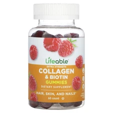 Collagen & Biotin Gummies, Natural Raspberry, 60 Gummies