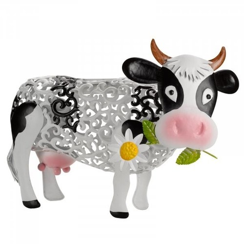 Gänseblümchen Kuh solarbetriebenes Gartenornament Silhouette Aufleuchten Farbwechsel - Bild 24 von 24
