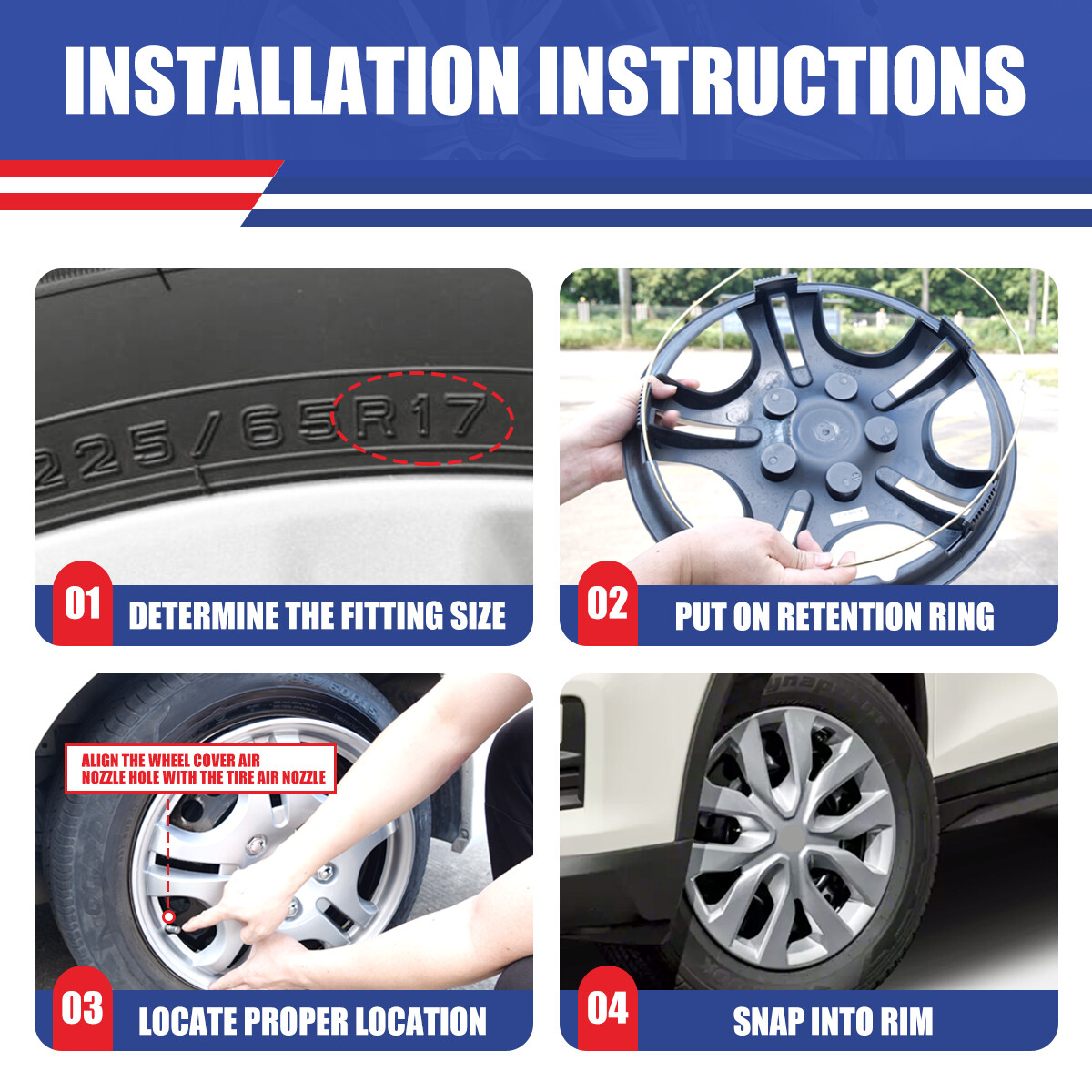 Set of 4 17''Wheel Rim Cover Hubcaps Trim Caps for 2014-2020 NISSAN ROGUE Silver