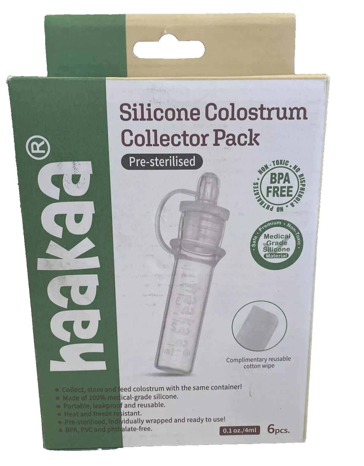 Haakaa Silicone Colostrum Collector Set Breast Milk Reusable 4ml 6 Pack Ex 05/27
