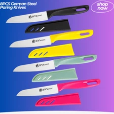 8PCS German Steel Paring Knives Set with Sheath-Ultra Sharp Fruit&Veggie Knives