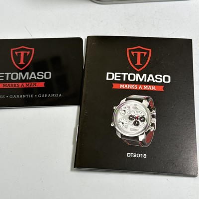 New Detomaso Casabona Mens Watch Red Black DT2018-A + Case Leather 