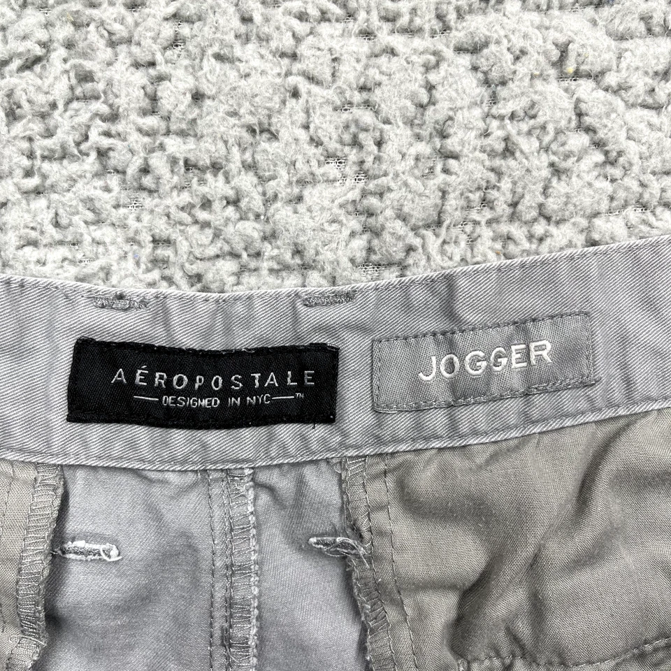 Pantalón Jogger Aeropostale Para Hombres 34 Gris Moto Chino Algodón Sarga Moderno Cadera Caqui Foto 4 de 4