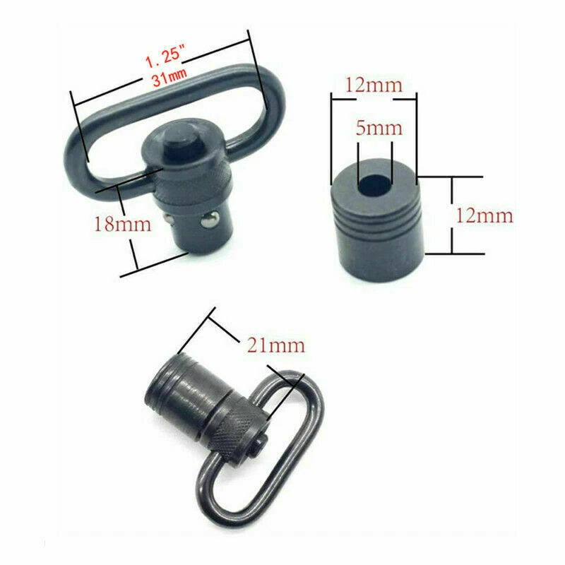 QD Tactical Push Button Sling Swivel Mount Adapter for Shotgun Gun Rifle W/ Base - Image 3 of 4