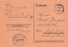 Postkarte 16.10.1945 verschikt von Hamburg nach Bad Segeberg Original