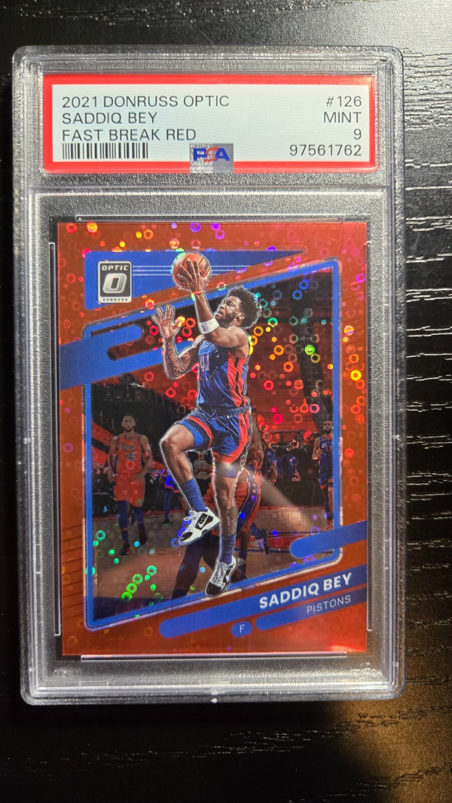2021 Donruss Optic Saddiq Bey #126, Fast Break Red 85/85, PSA 9