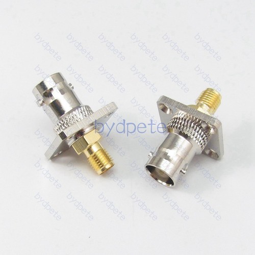 BNC Buchse auf SMA Buchse 4 Loch Quadratisches Panel Stecker Adapter 50 Ohm Koax - Bild 3 von 3