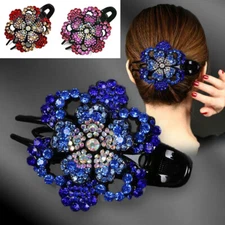 Women Rhinestone Hairpin Flower Duckbill Clip Retro Hair Claws Grip Accessoriesɞ