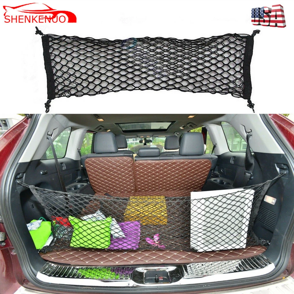 Car Trunk Cargo Baggage Storage Net Holder High Quality Elastic Adjustable Rear - Изображение 2 из 4