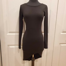 Forever 21 little Black Asymmetrical long sleeve Bodycon Party club Dress NWT S