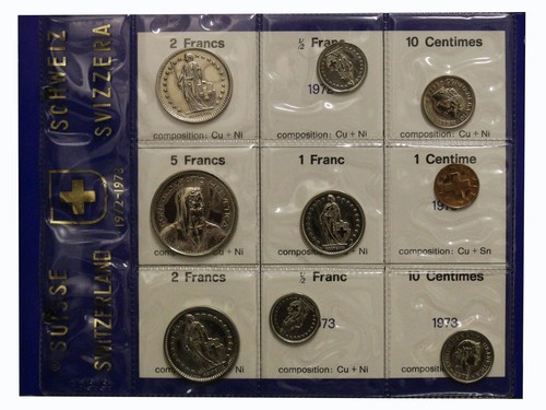 1972 / 1973 Switzerland - Numismatic Series of 9 Coins in Sealed Packaging MF6