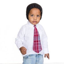 Boys Traditional Jamaican Red Plaid Bandana Tie, Cultural Outfit Of Jamaica