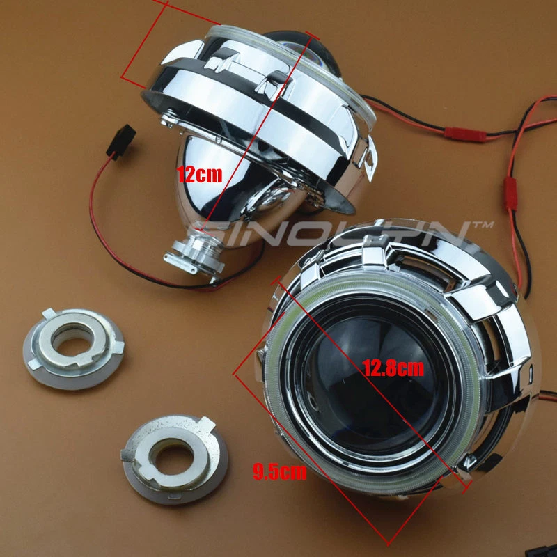 LED Angel Eyes Devil Eye Car Projector Lens Bi-xenon Headlight DRL Auto Tuning - Image 2 of 4