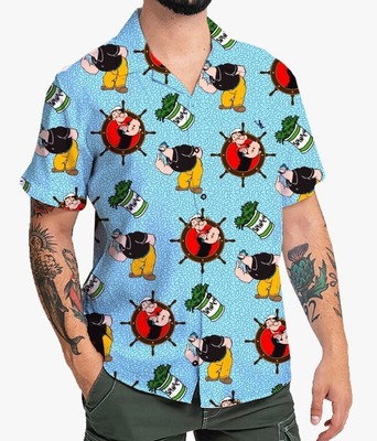 Popeye Hawaiian Unisex Shirt Silk Beach and Vacation READ FOR SIZE
