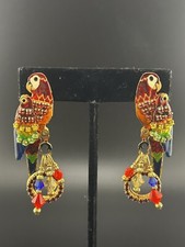 Lunch at The Ritz 2GO Mango Macaw Red Parrot Dangle Drop Earrings