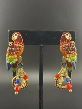 Lunch at The Ritz 2GO Mango Macaw Red Parrot Dangle Drop Earrings