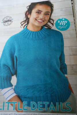 Strickmuster schlichter Pullover mit Bordürendetail in UK.- Größen 32-54 Zoll Brustumfang