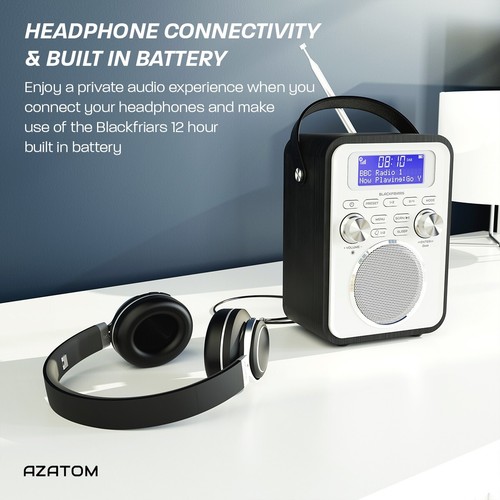Azatom DAB FM Radiowecker Alarm Lautsprecher mit Fernbedienung Blackfriars 2 schwarz - Bild 6 von 9