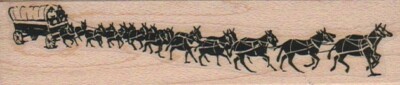 20 Mule Team Wagon 1 x 4 1/4'' Rubber Stamp, Western Stamp, Old West Stamp