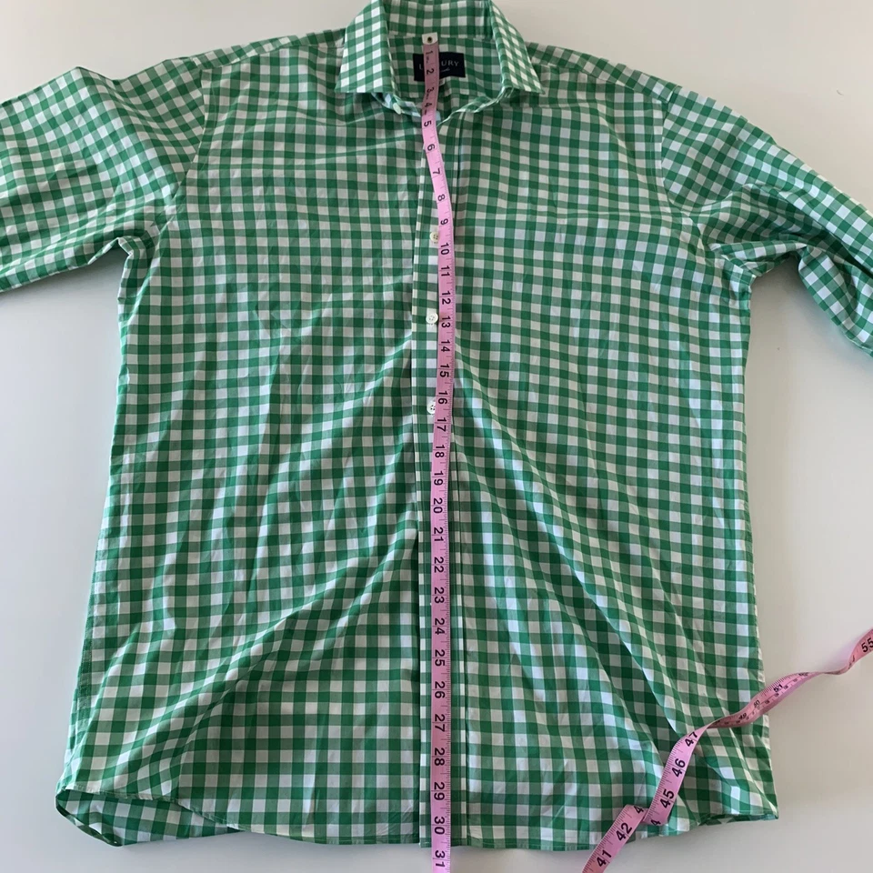 Camisa Ledbury Manga Larga a Cuadros Botón Frontal Para Hombre 16 1/2 42 Verde Blanco Foto 4 de 4