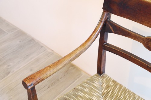 Antique Emilian armchair 1800 - 1840 elm wood biedermeier - Picture 22 of 24