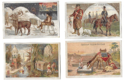 4 ANTIQUE CHOCOLATE Guérin Advertising CHROMOS - Boutron Country Animals
