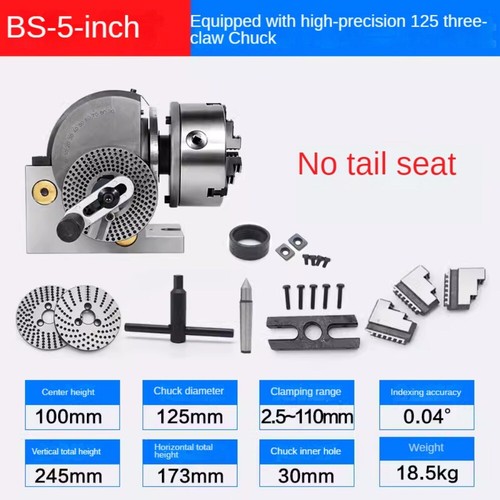 4 Inch Dividing Head 3 Jaw Chuck Precision Semi Universal Dividing Head Milling - Foto 7 di 10